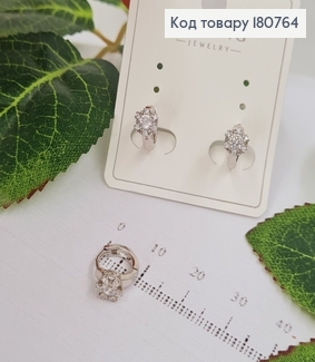 Сережки родовані кільця "Сніжинка" з камінцями, 1*0,5см, Xuping 180764 фото