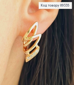 Серьги "Изысканные" с Блестящими камешками, длина 2,4см, английская застежка, XUPING 18K 119335 фото