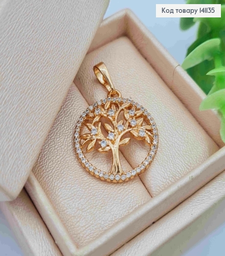 Кулон "Дерево" в оправі з Блискучих камінців, розмір 2,4см, Xuping 18K 141135 фото 2