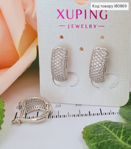 Сережки родовані "Розкішні" з камінцями (англ.застібка), 1,5*0,7см, Xuping 180869 фото 1