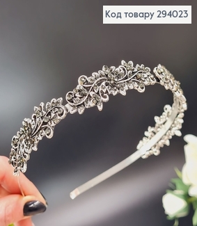 Діадема метал під срібло з Чорними камінцями 294023 фото