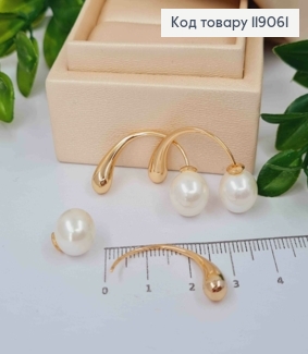 Серьги гвоздики с жемчужиной, 3,1см, XUPING 18K 119061 фото