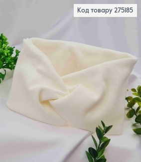 Пов'язка чалма, рубчик, якісна, БІЛОГО кольору, діаметр 44см, ширина 11см, ручна робота,Україна 275185 фото