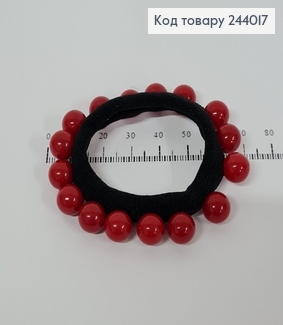 Резинка чорна  з червоними бусинками 1 см 10 шт / уп ціна за уп. 244017 фото