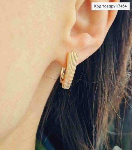 Серьги, трапеция с резьбой, дл. 1,8см, английская застежка, XUPING 18K 117454 фото 2