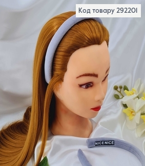 Обруч пластик, м'якенький велюр, СІРИЙ, шир.2см.  292201 фото