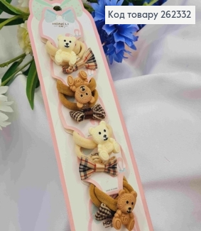 Набор резинок бежевых (20шт) МИШКА + БАНТИК, размер2,5*1,5см,резка 3см, цвета в ассорт. 262332 фото