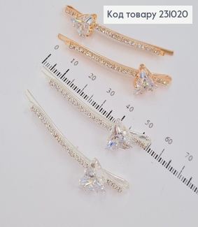 Заколка невидимка металл с камнями 6 см Роскошный 2 шт / уп цена за уп. 231020 фото