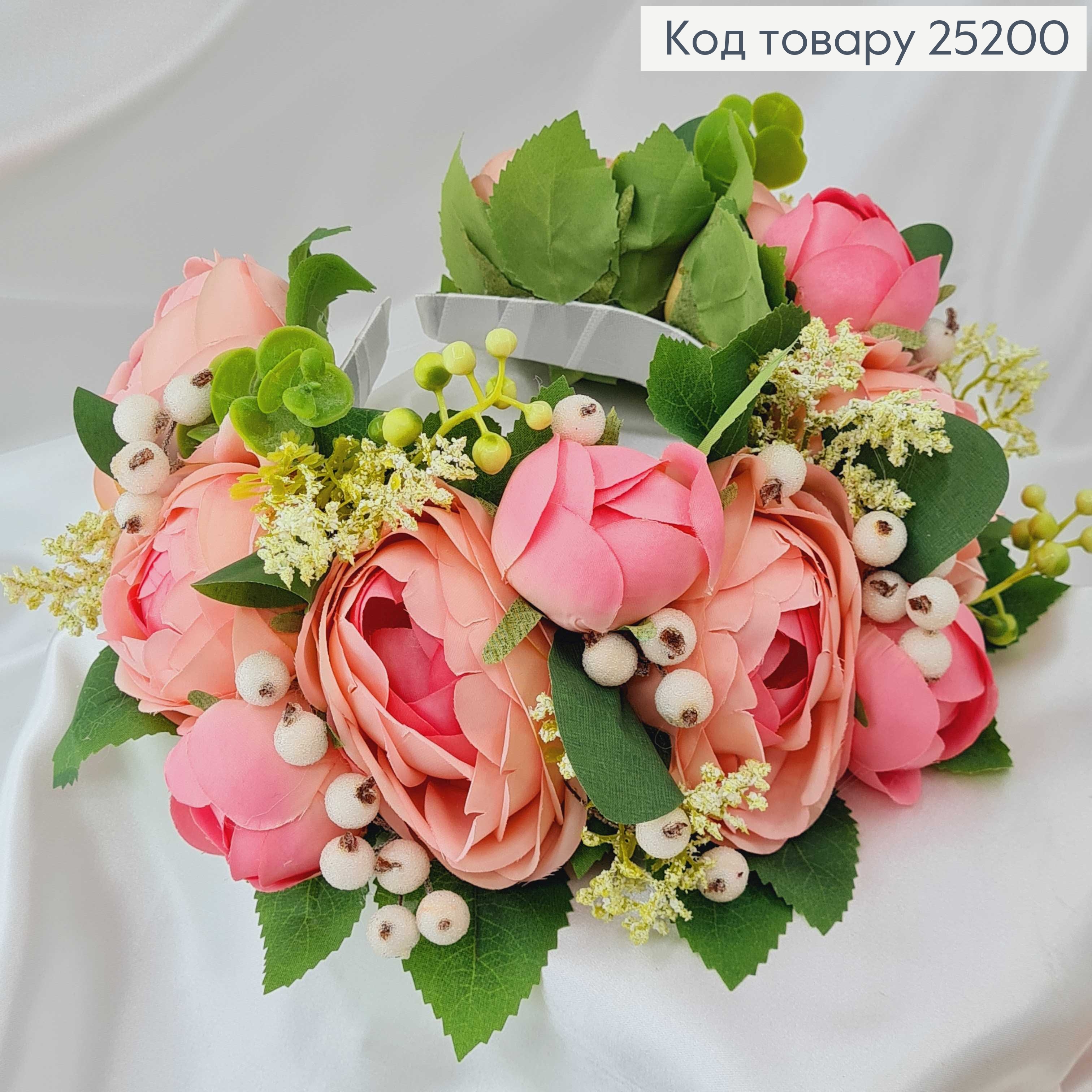 Обруч-віночок розкішний з Рожевими Трояндами, ручна робота, Україна 287034 фото 2
