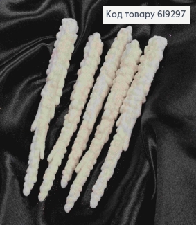 Набор сосульок (5шт) БЕЛЫХ с блеском, длина 16см, новогодние украшения. пластик, Украина 619297 фото