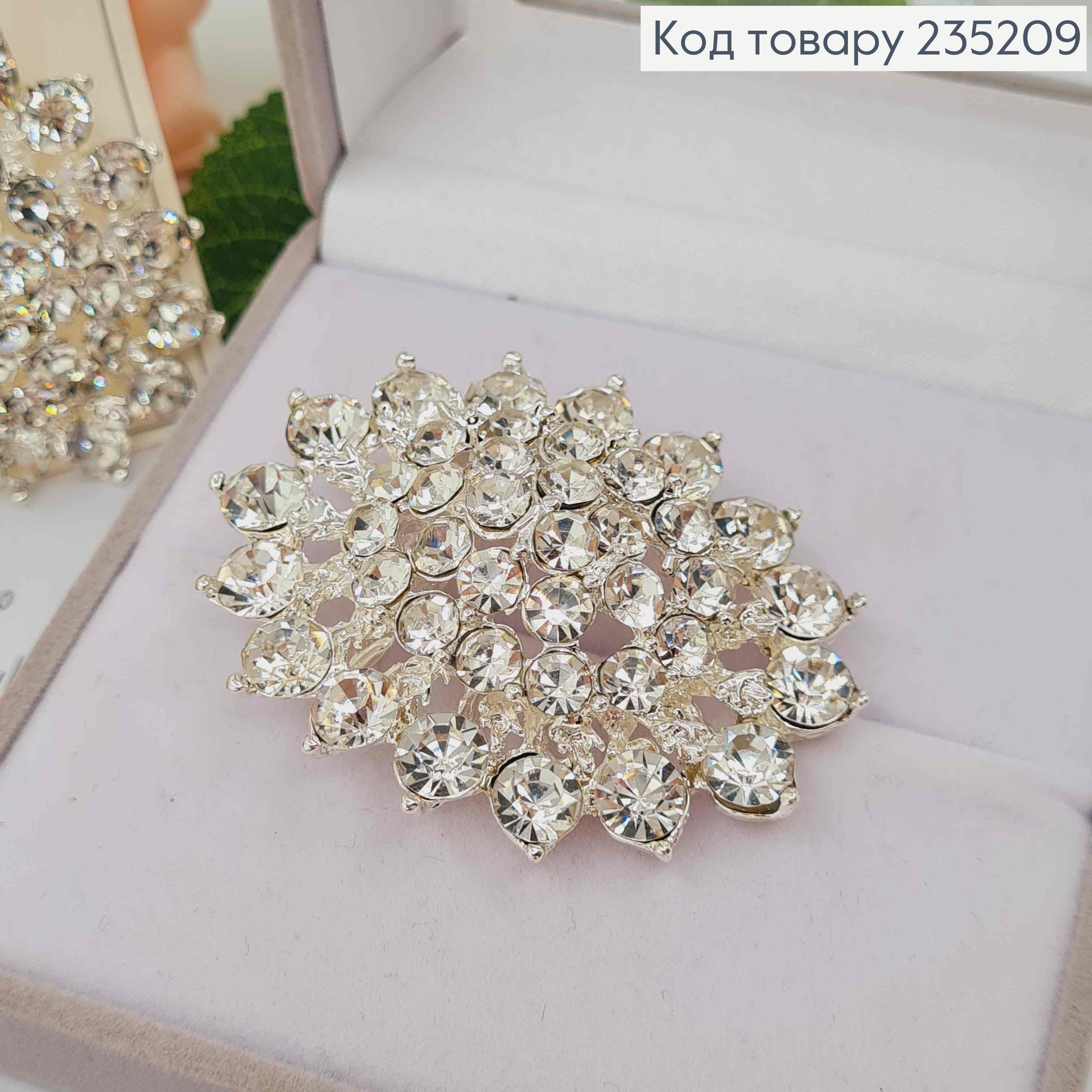 Брошь, "Роскошь", серебряного цвета, в камнях, 6см 235209 фото 2