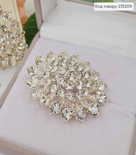 Брошь, "Роскошь", серебряного цвета, в камнях, 6см 235209 фото 2