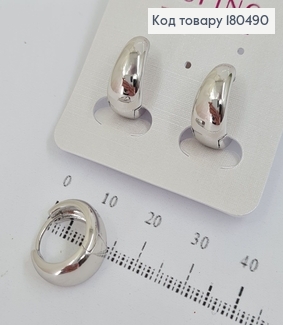 Серьги кольца объемные 1,5 см родованные Xuping 180490 фото