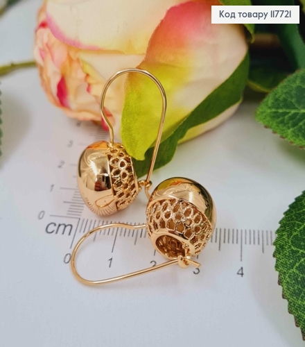 Сережки з великики Кулями діаметром 1,5см, французька застібка, Xuping 18K 117721 фото 2