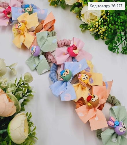 Набор детских резинок, жатка с бантикоми животными 10 шт/наб. 261227 фото 1