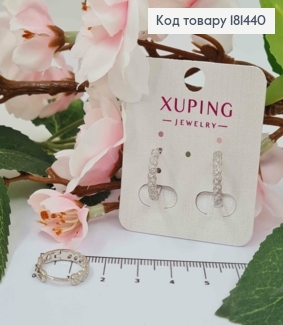 Серьги кольца с косичкой из камней, диаметр 1,6см, Xuping 181440 фото