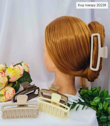 Краб пластик матовый прямоугольный, 10,5см, пастельные цвета в ассортименте. 212228 фото 1