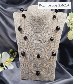 Подвеска на шею двойная с Черными жемчужинами, 90+4см 236254 фото