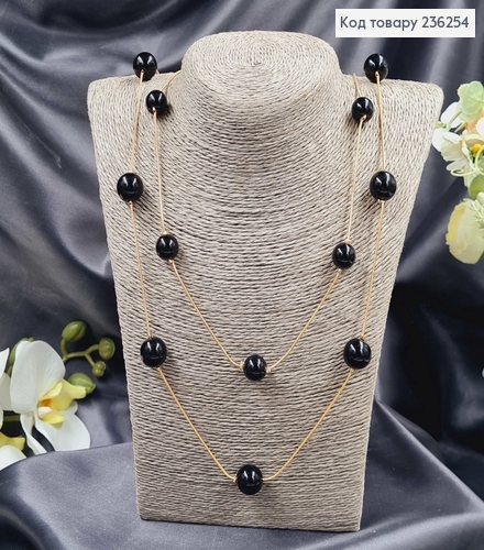 Подвеска на шею двойная с Черными жемчужинами, 90+4см 236254 фото 1