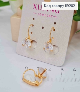 Серьги с блестящим камнем, длина 1,5см, застежка левербек, Xuping 18K 119282 фото