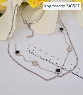 Цепочка двойная, с подвеской Римские часы с перламутром, 40+5см, сталь Stainless Steel 240307 фото