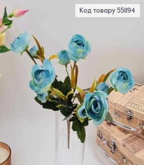 Композиция "Букет ГОЛУБНО-ЗЕЛЕНЫЕ пионы 5шт (3см)+ 5шт (2см)", высота 32см 551194 фото