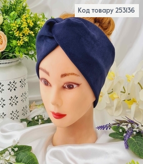 Повязка мягкая замша, Синего цвета, 26*9,5см, ручная работа 275050 фото