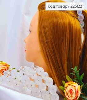 Заколка банан (акрил), прикрашена Стразами, 10см, Перламутрово-Білого кольору 223122 фото