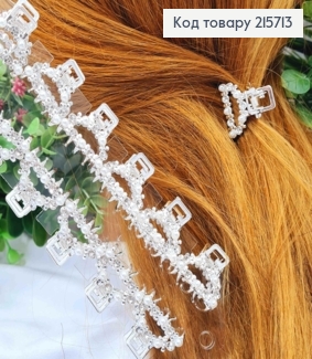 Краб металл "ДУГА" с Блестящими камешками и Жемчужками, 2,5см, Серебряного цвета 215713 фото