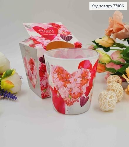 Аромасвечка стакан FLOWERS HEARTS,  Dream Garden, 115г/30час., Польша 331106 фото 1