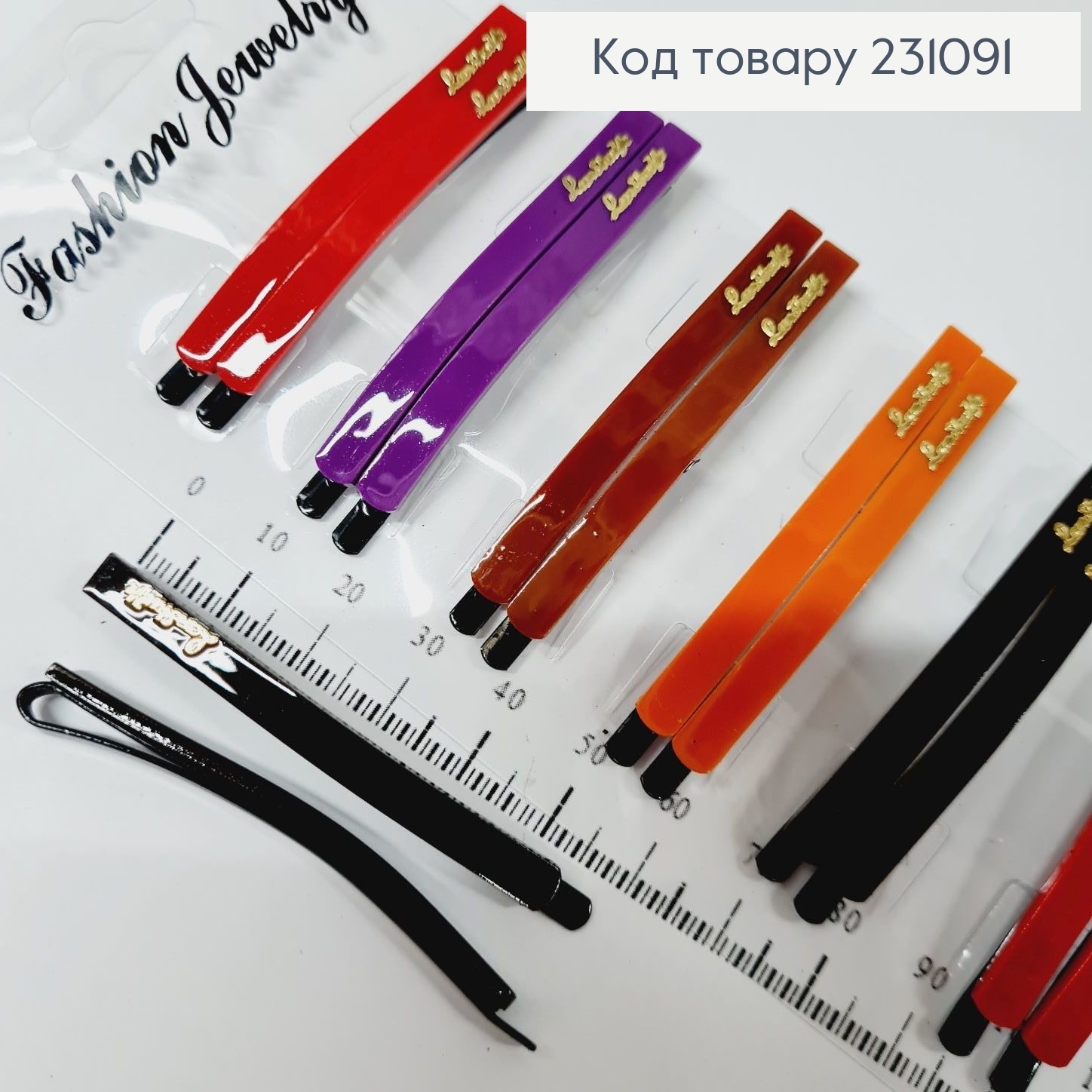 Заколка невидимка металл 6,4 см разноцветная 2 шт / уп 231091 фото 1