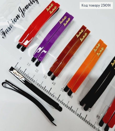 Заколка невидимка металл 6,4 см разноцветная 2 шт / уп 231091 фото 1