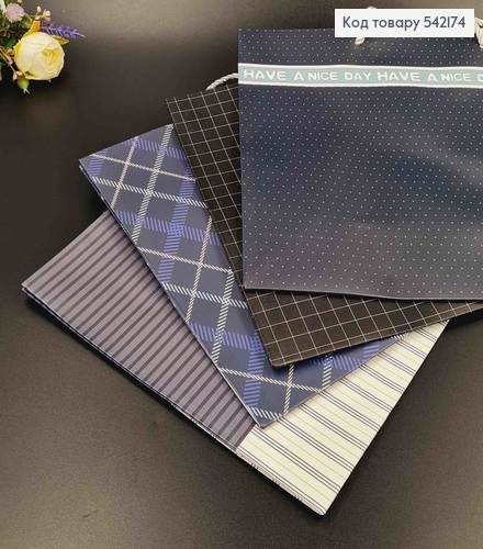 Пакет паперовий,  "В клітинку" 32*25*11см в асорт. 542174 фото 1