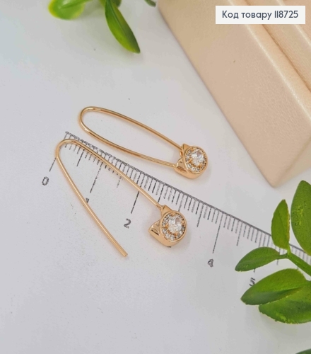 Серьги "Шпилька" с блестящими камнями, длина 3,2см, XUPING 18K 118725 фото 2