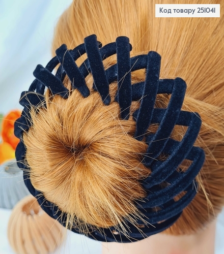 Заколка для гульки, пластмаса з велюровим покриттям 9,5см в асорт. 251041-1(Гулька) фото 3