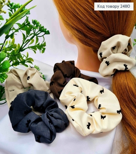 Резинка объемная с принтом "Бантик", 10см, Пастельные цвета в ассортименте. 241110 фото 1