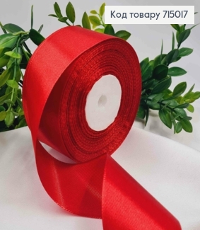 Лента атласная ТЕМНО-КРАСНАЯ (цвет 033), ширина 5см, длина 36 ярдов (33м) 715017 фото