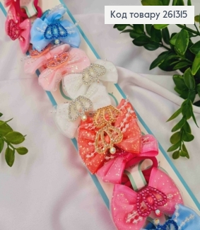 Набор резинок (20шт), БАНТИК + КОРОНА, яркие цвета, резинка 2,5см, бантик 5*3,5см. 261315 фото