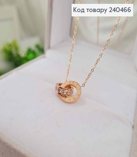 Цепочка золотого цвета, с подвеской двумя шармиками, 40+5см, сталь Stainless Steel 240466 фото