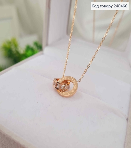 Цепочка золотого цвета, с подвеской двумя шармиками, 40+5см, сталь Stainless Steel 240466 фото 1