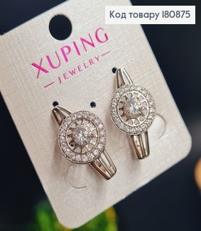 Сережки родовані "Коло Віконтеси" з камінцями (англ.застібка), 2,5*1,3см 180875 фото