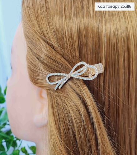 Набір:Заколка стріла (2шт/уп), "БАНТИК" прикрашена Перламутровим камінням, 5,5см, Золотого кольору 233116 фото 3