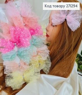 Заколка детская клюв Фатиновый бант(12шт) в асорт. 271294 фото