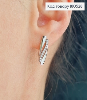 Серьги родированые Волна, английская застежка  2*0,6см Xuping 180528 фото