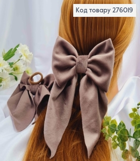 Резинка, БАНТ велюр, цвет КАПУЧИНО, размер 13*20см, ручная работа, Украина. 276019 фото