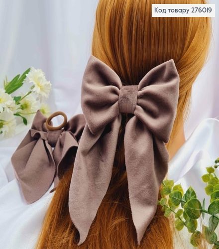 Резинка, БАНТ велюр, колір КАПУЧІНО, розмір 13*20см, ручна робота, Україна 276019 фото 1