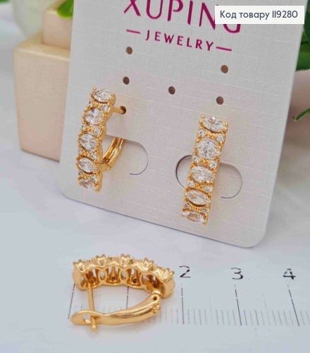 Серьги украшены Блестящими камешками, длина 1,8см, английская застежка, Xuping 18K 119280 фото 2
