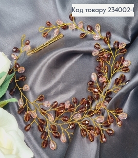 Гілочка із Рожевим стіклярусом в волосся, 35см  234002-1 фото