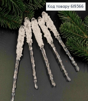 Набор фигурок (5шт) "БУРУЛЬКИ" ПРОЗРАЧНЫЕ с блеском, 17,5см, новогодние украшения, пластик,Украина 619366 фото