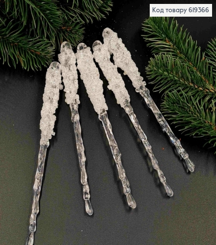 Набір фігурок (5шт) "БУРУЛЬКИ" ПРОЗОРІ з блиском, 17,5см, новорічні прикраси, пластик,Україна 619366 фото 1